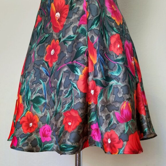 VTG Morgan Taylor 100% Silk Chemise Mini Slip Dress M Poppy Floral Romantic Y2K - Picture 6 of 9